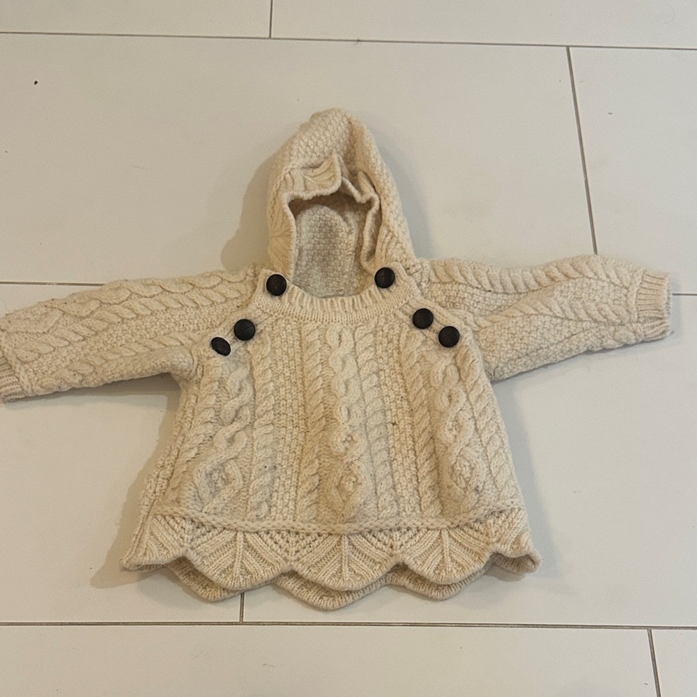 Blarney woolen Mills Cozy Cream Knit Kids Jacket Ireland 6/12m sweater knit